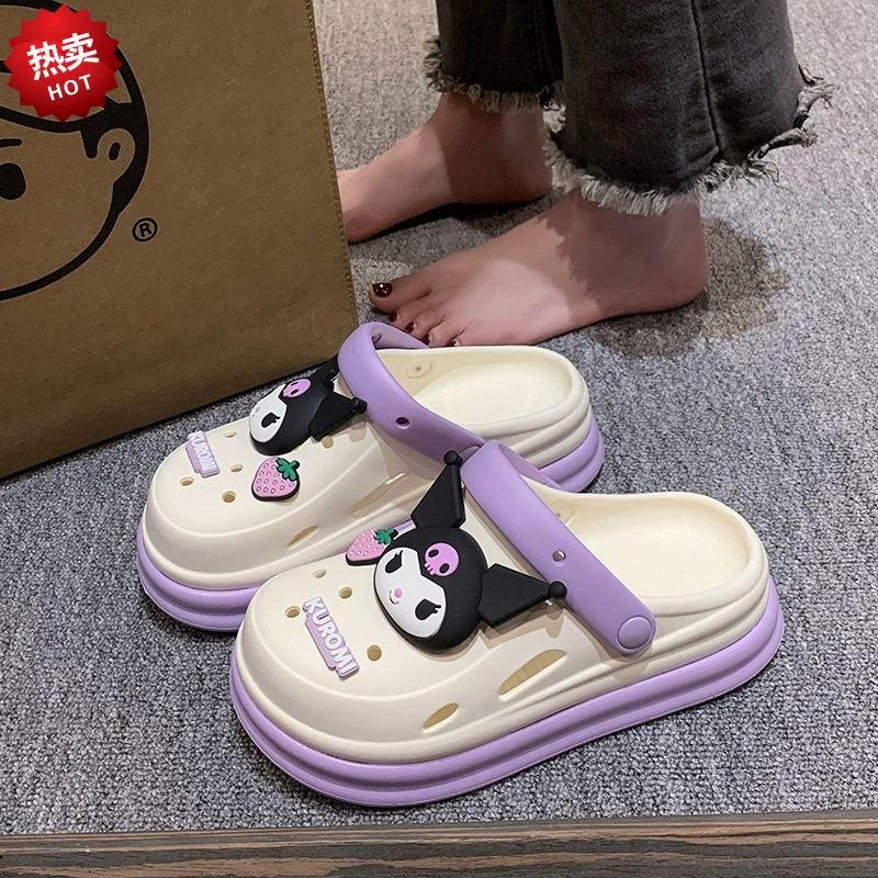 Модные нишевые летние милые тапочки маленького размера, стильные уличные сандалии с закрытым носком интернет-знаменитостей, универсальные для женщин