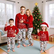 2025欧美跨境亚马逊居家服圣诞雪人亲子装3D印花圆领长袖睡衣套装
