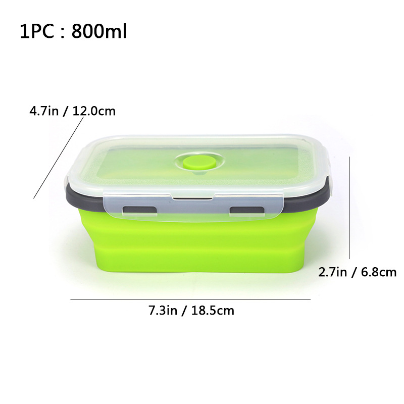 Caja de almuerzo de silicona al aire libre caja de almuerzo de silicona plegable refrigerador más nítido almuerzo portátil caja de almuerzo retráctil