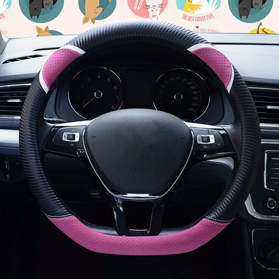 Steering wheel cover – Cute Rabbit Women's Model 288 - d-type-black-rose-red-38cm