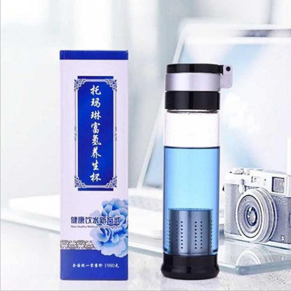 托玛琳能量富氢养生杯玻璃保温杯可做酸碱性水试验礼品车载杯子