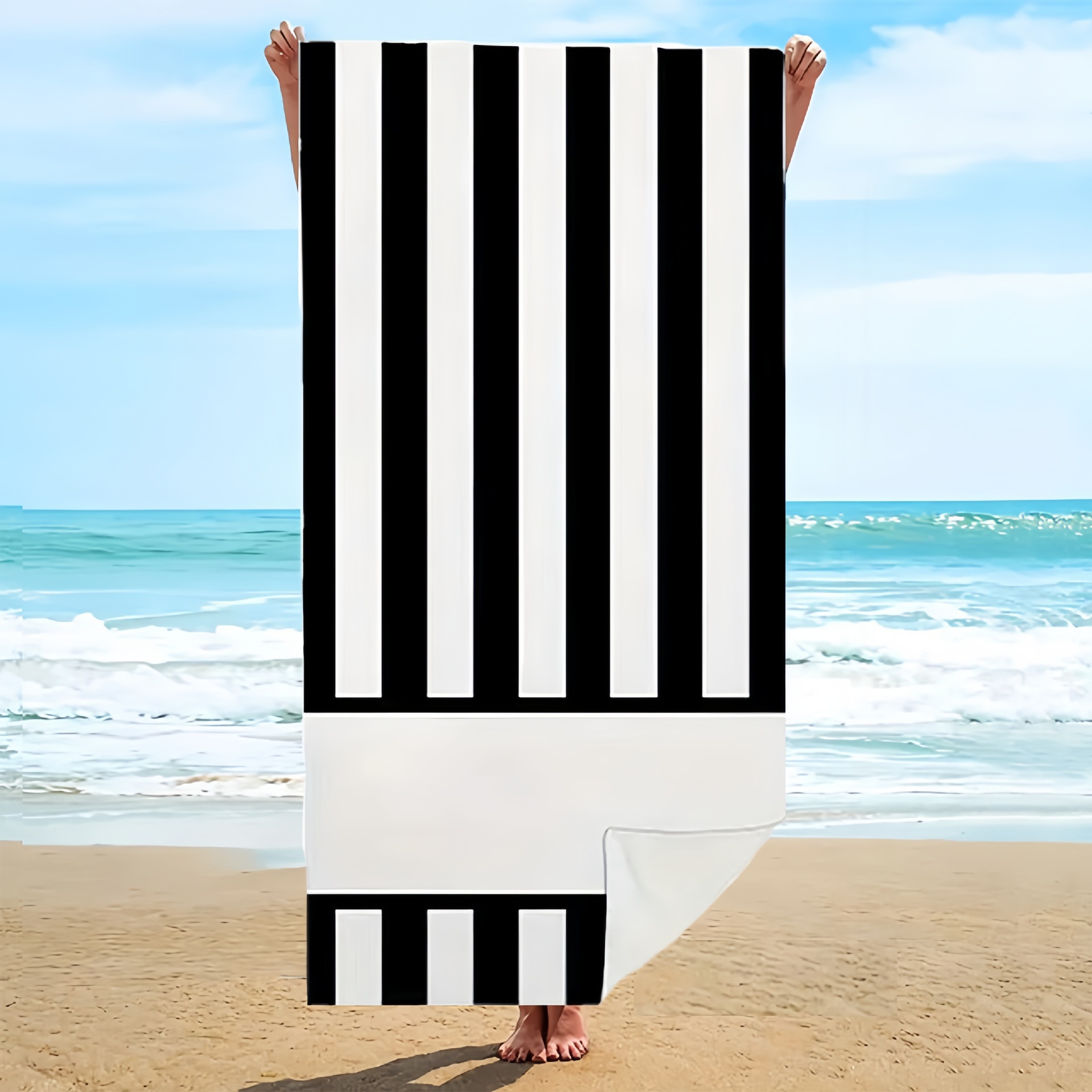 [맞춤형 모델] TEMU 인기 흑백 스트라이프