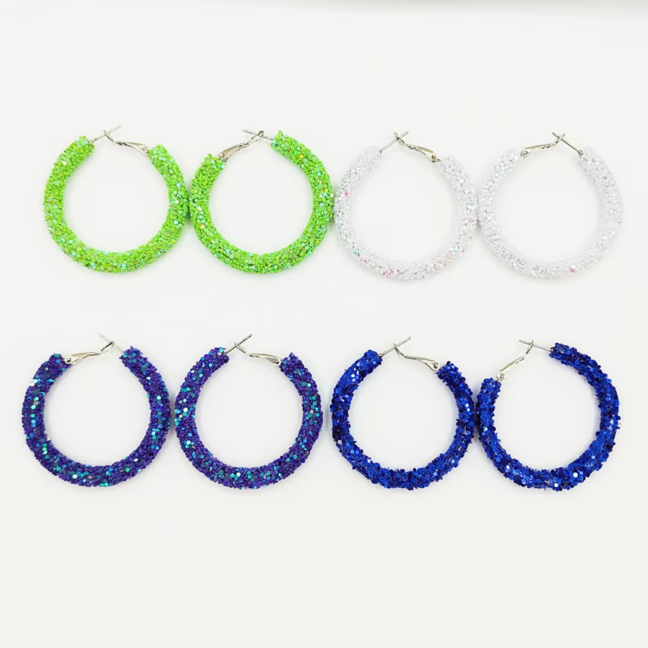 European and American Cross-Border Supply Macaron-Colored Glitter Hoop Earrings, Festive Candy-Colored Fashionable Circle Earrings