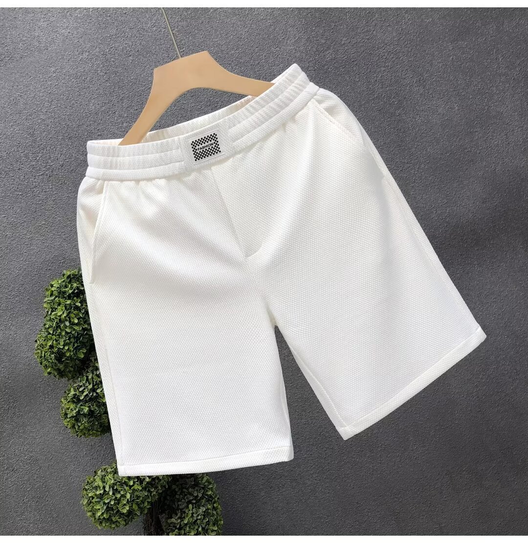 Luxury White Men's Casual Sports Shorts Trendy Brand Five Point Pants Summer Bottoms for Men_viptrois.com