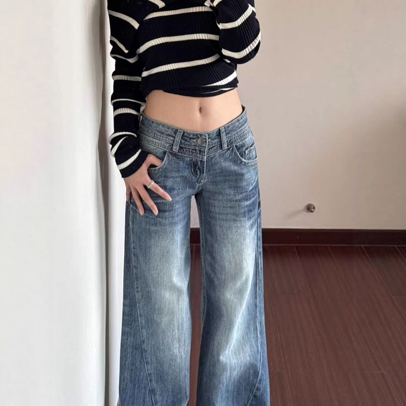 American Retro Style Loose-Fitting Flared Jeans for Women, New Spring Collection, Plus-Size, Flattering Straight-Leg Bell-Bottom Pants American Retro Style Loose-Fitting Flared Jeans for Women, New Spring Collection, Plus-Size, Flattering Straight-Leg Bell-Bottom Pants
