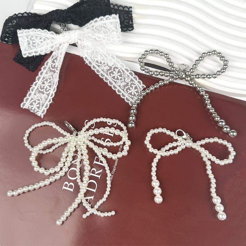 Korean-style Dongdaemun Ballet Shoes High-grade Decorated Pearl Bow Shoes Flower Pendant Silver Grey Beaded Shoe Buckle Shoelace