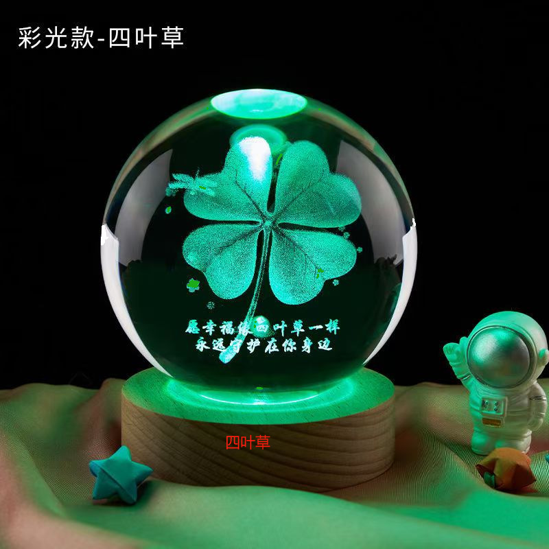 Lámpara nocturna bola de cristal luminosa 3D escultura interior decoración de mesa novia novia novia novia Qixia regalo de cumpleaños Día de San Valentín