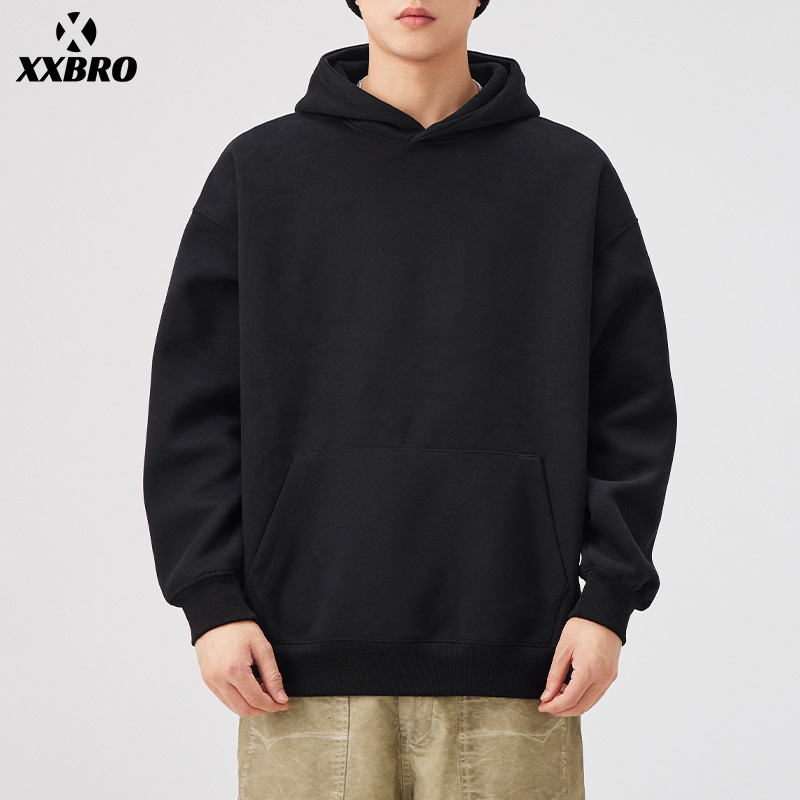 xxbro 남성복 # 트렌디 브랜드의 다용도 무지 후드 베이직 헤비웨이트 스웨트셔츠 커플룩 루즈핏 캐주얼 남성 의류