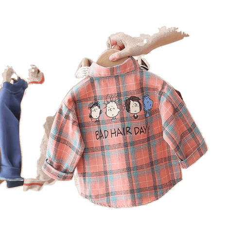 Children's clothing, boys 'shirt, 2025 new style, thin coat, baby long-sleeved shirt, children's plaid shirt, spring and autumn, Korean style