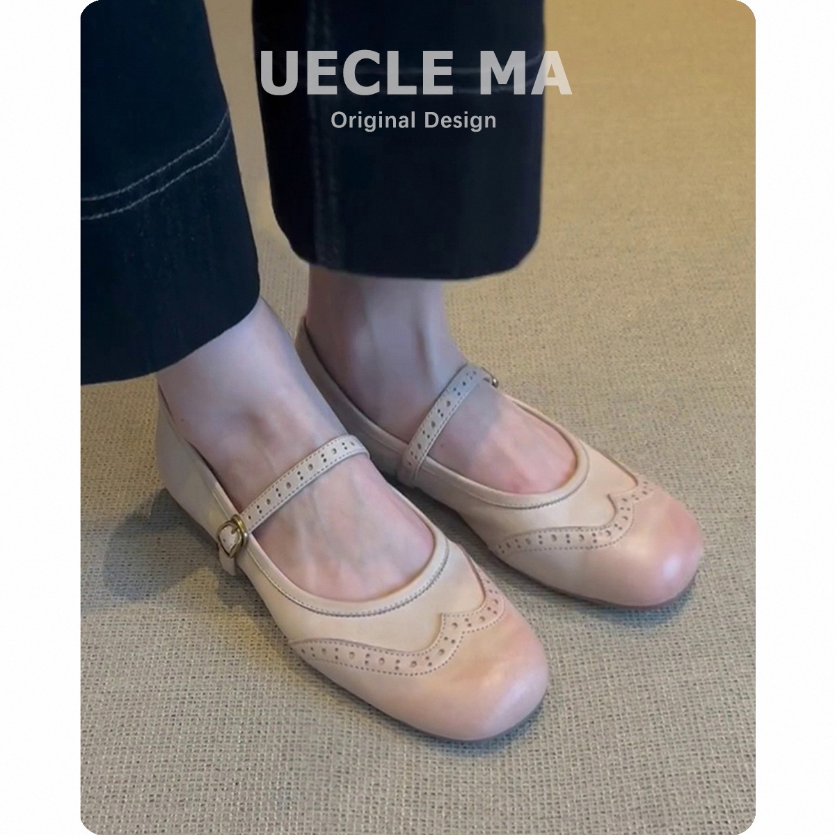 Piero de vaca ~ cuero francés zapatos de mujer nuevos zapatos de ballet con falda retrógrada universal zapatos de tallado marigen