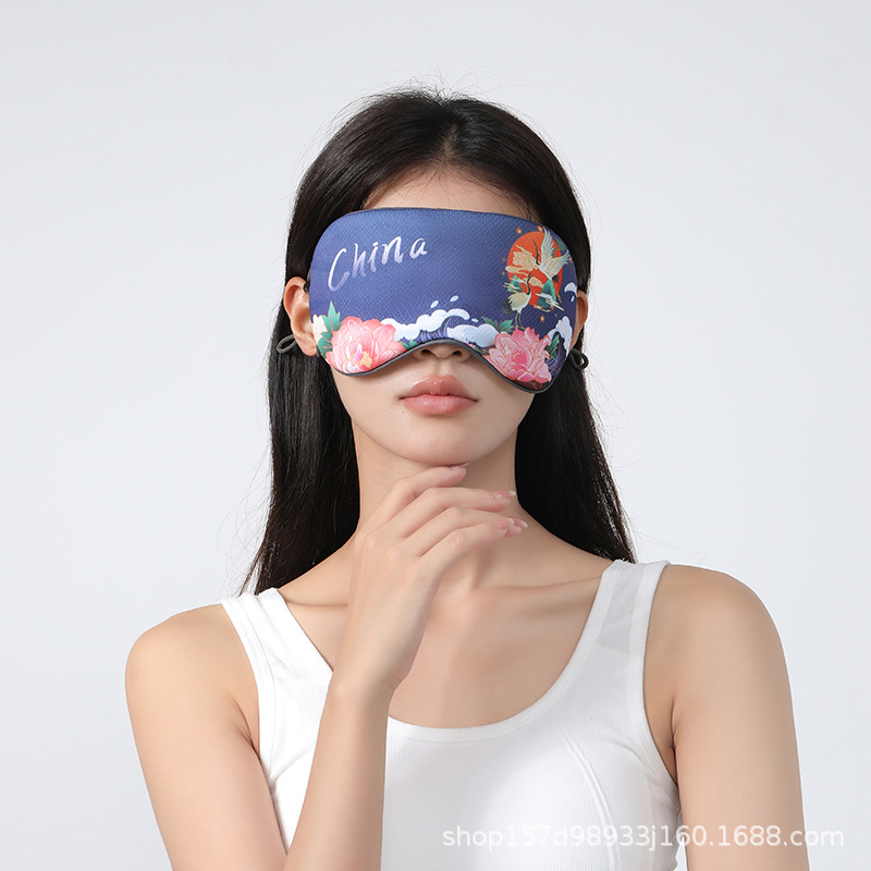 厂家图案定制睡眠眼罩冰丝温凉两用可调节大小的旅行遮光透气眼罩