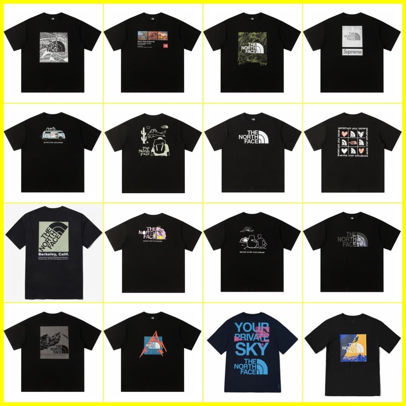 NTノースフェイスの純綿Tシャツの正しいバージョン、男性と女性用、カップル向けの同じスタイル、トレンディなプリント、幅広で多用途、カジュアル半袖|undefined
