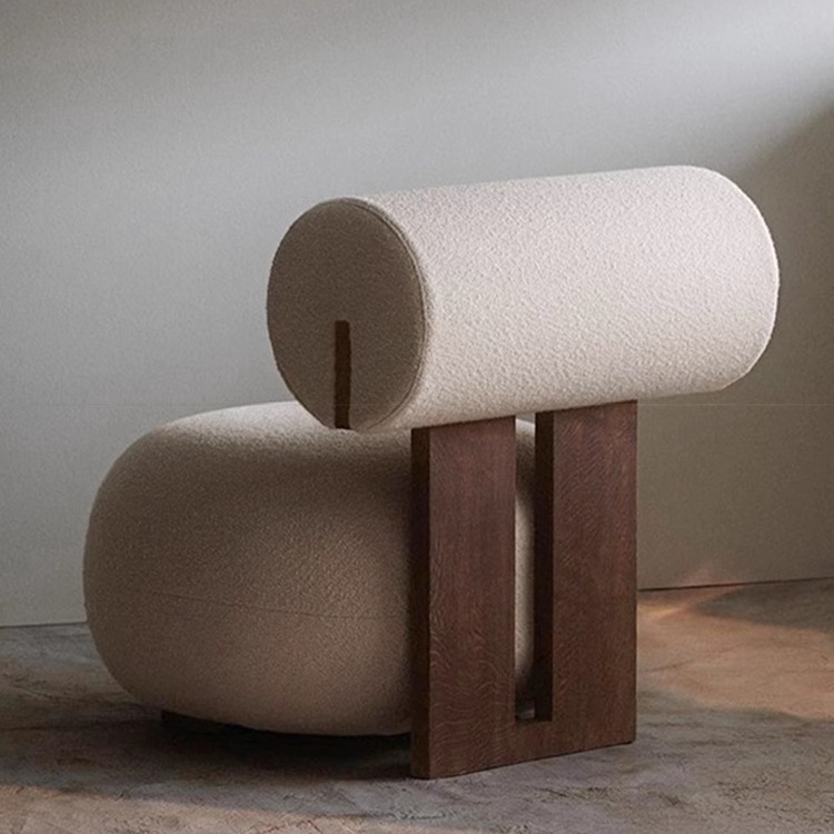 Nordic sofá silla moderna Luz de lujo estilo crema sala de estar perezoso de lana de cordero hipopótamo silla sola Silla de ocio