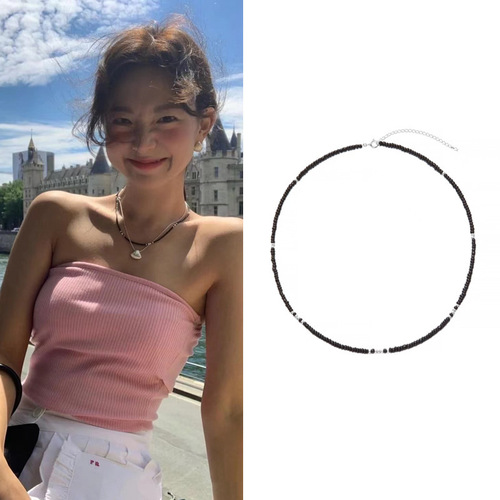 Fever's Korean blogger-inspired Ins-style beaded thin necklace for women, minimalist niche design sense stackable clavicle chain