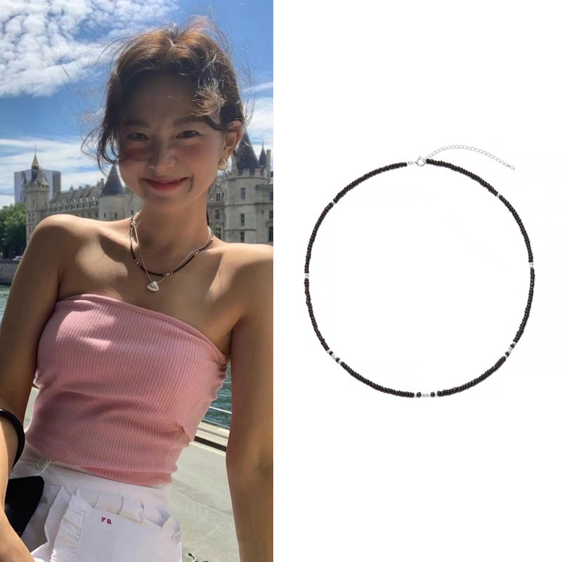 South Korea blogger fever same style ins style beaded thin necklace women's simple niche design sense stacked clavicle chain South Korea blogger fever same style ins style beaded thin necklace women's simple niche design sense stacked clavicle chain