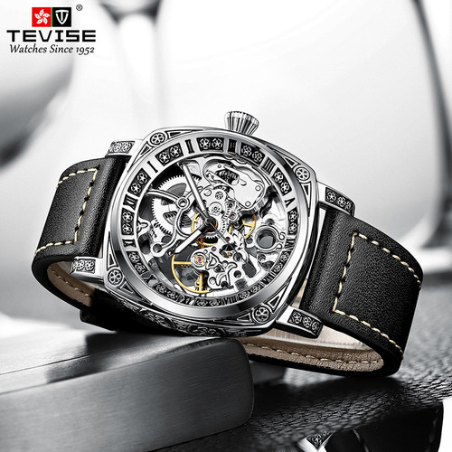 2024 new watch two-way movement casual men's belt watch stainless steel fully automatic mechanical watch on behalf of
