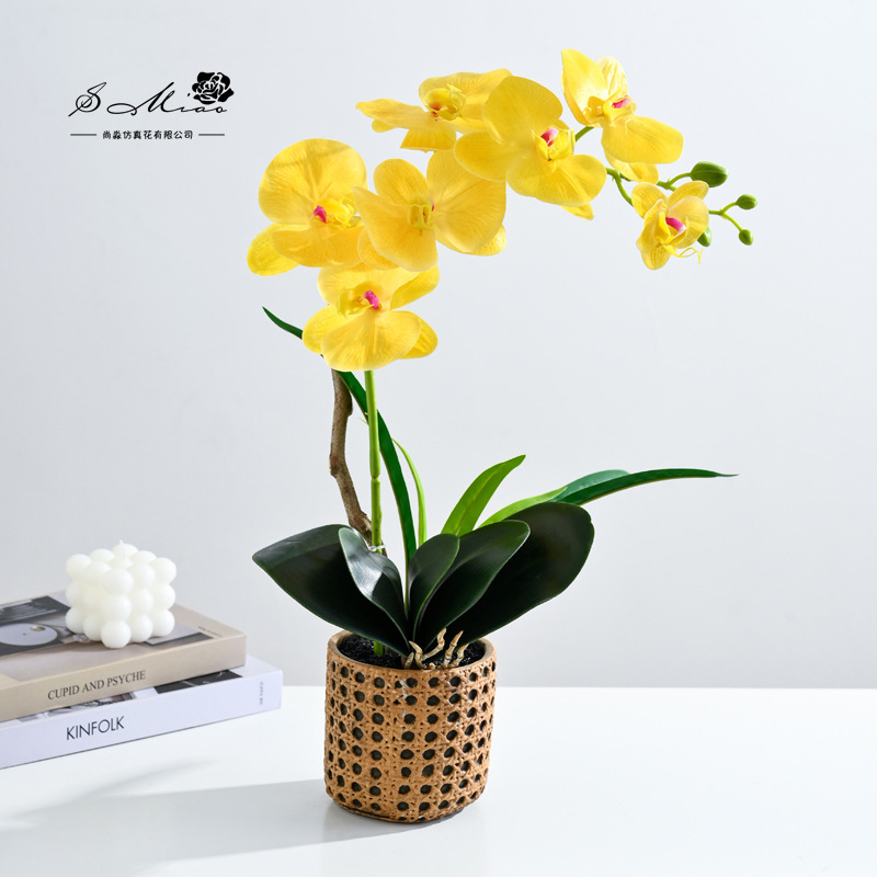 Da7 flores mariposa orquídea bonsai imitación de flores fabricantes directamente para decoración del hogar imitación de flores falsas en maceta ornamentos verdes image 7