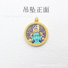 藏区绿度母小唐卡嘎乌盒吊坠复古简约藏式文玩 吊坠批发
