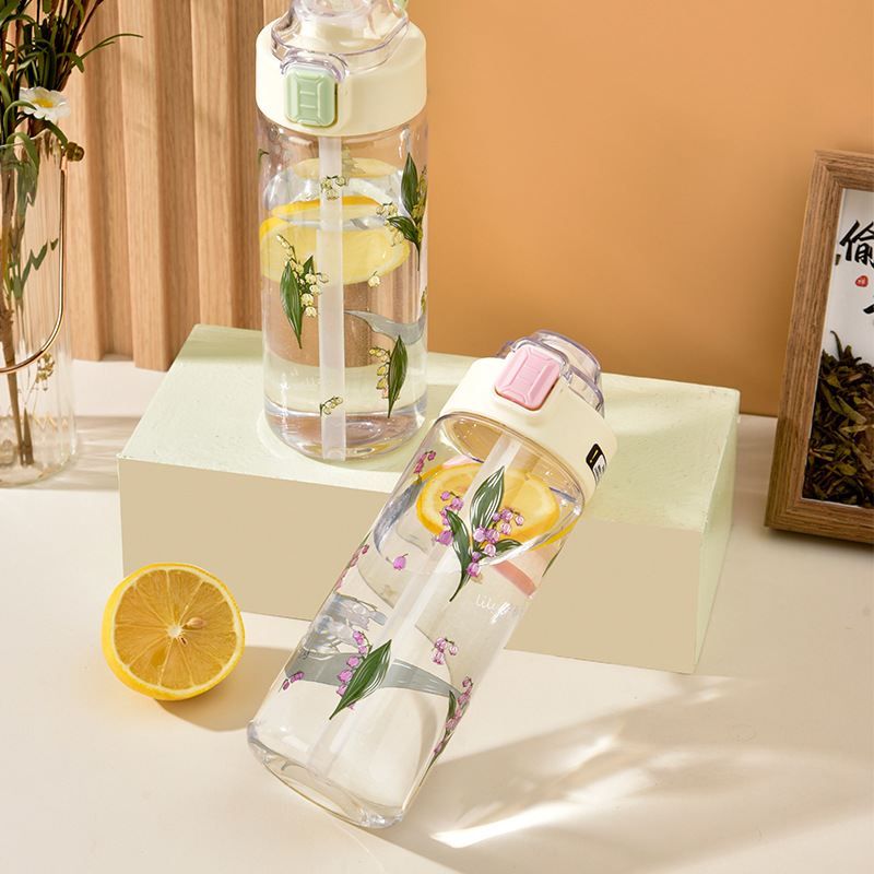 Taza de agua para estudiantes de alto valor con lenguaje de flores de lirio de los valles de verano