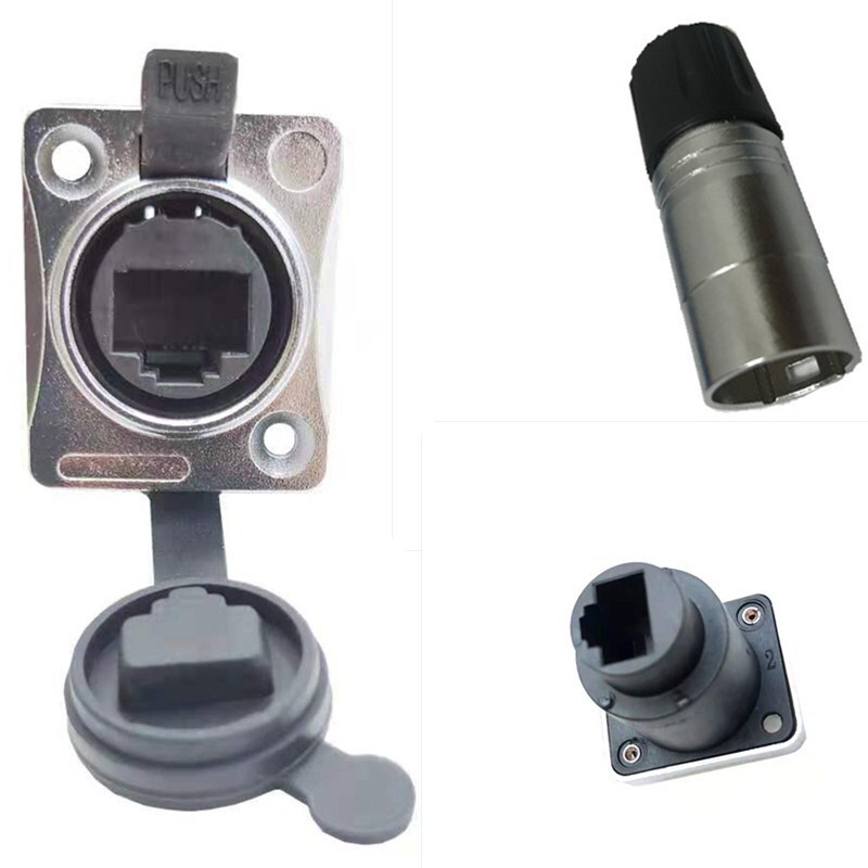 D-type 8p network cable RJ45 network port Ethernet straight-through male and female to plug panel data signal waterproof connector