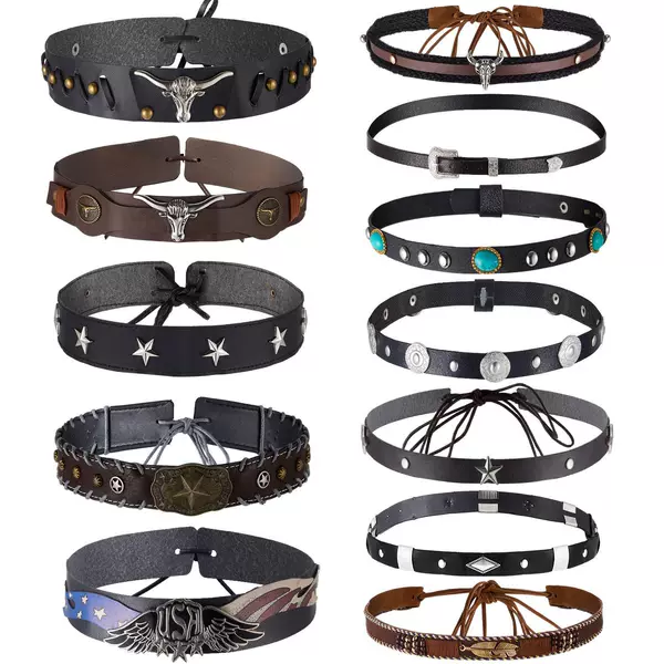 Alloy cow head leather embroidery woven cowboy hat straw hat decorative belt clothing dress decorative belt accessories belt