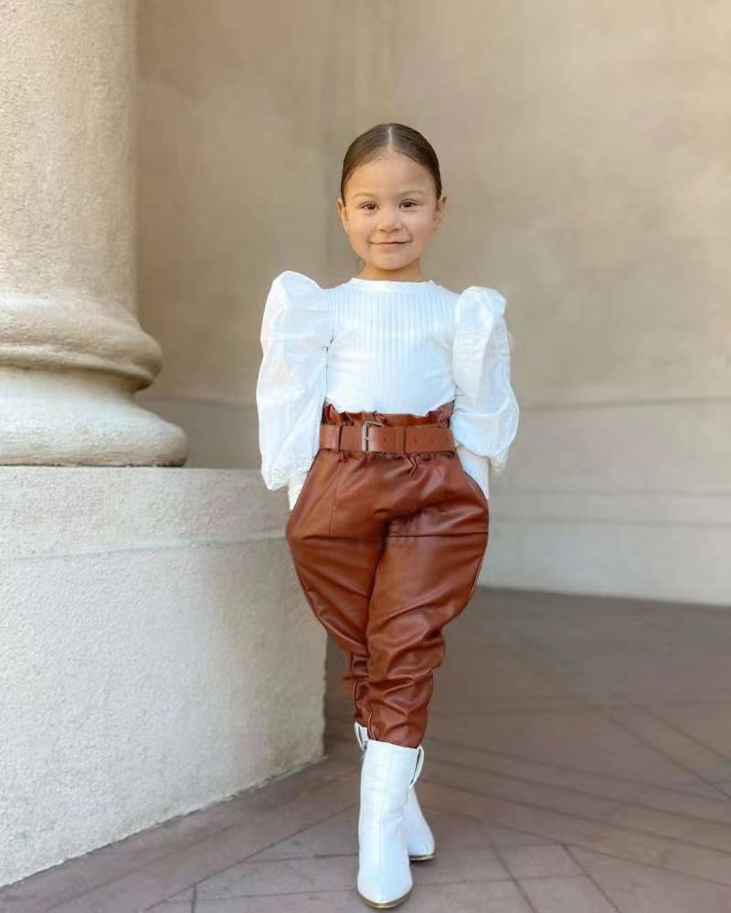 Girl'S Gender Cotton Fabric Fashion Solid Color Cotton Girls Clothing Sets