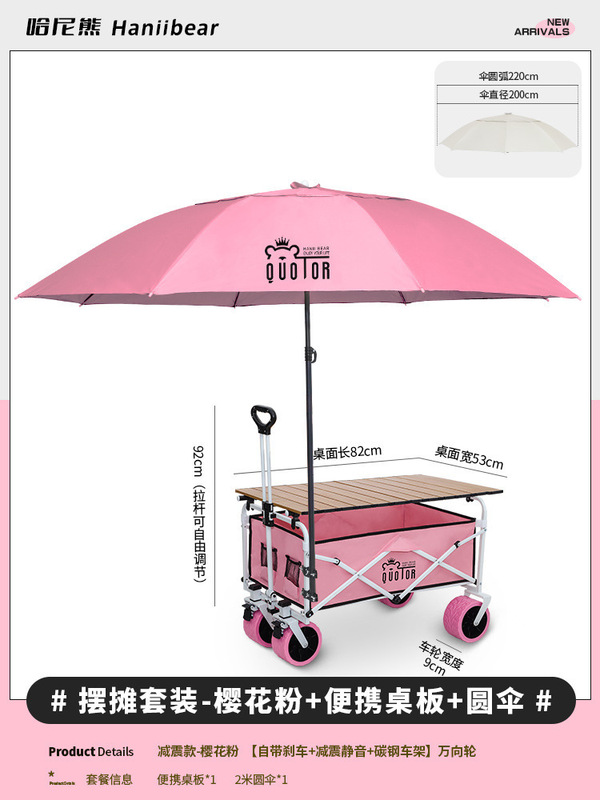 摆摊小推车地摊折叠桌露营烤肠专用移动野餐夜市户外露营车遮阳伞|undefined