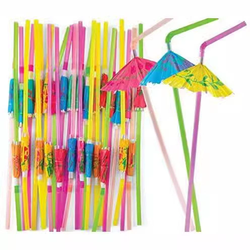 В наличии Оптовая стереоскопическая Гавайская соломенная зонтик декоративная вечеринка солома ручной работы флуоресцентная цветная полоса художественная трубка