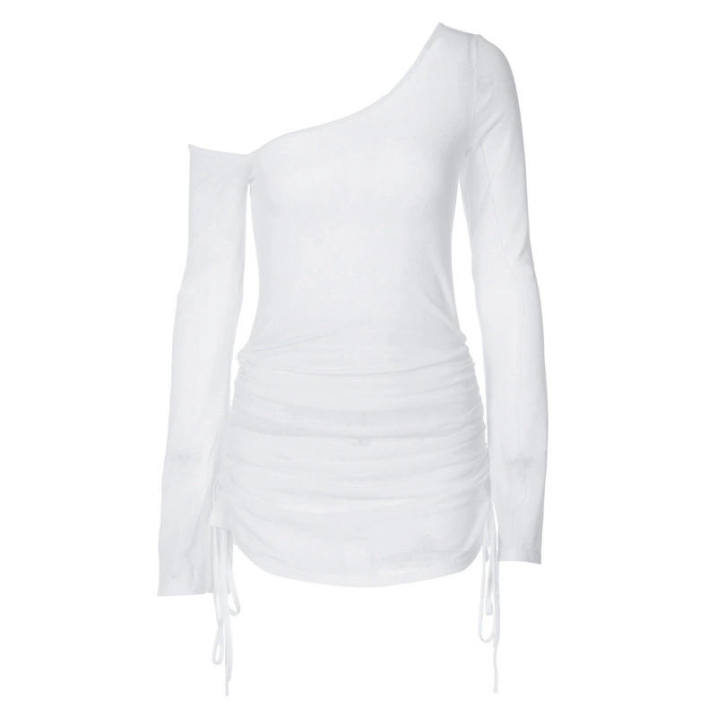Long-Sleeve Sexy Dress, Women's European Style, Lace & Mesh, 95% Polyester 5% Spandex