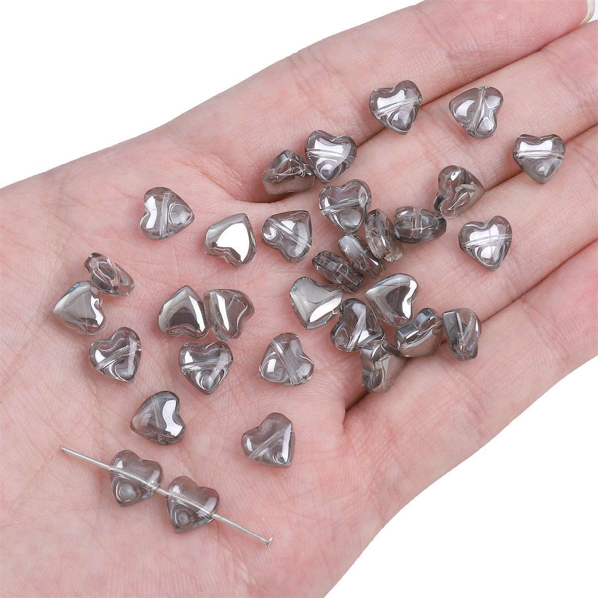 DIY Jewelry Accessories Classification 10 Pieces Quantity 10 Pieces Glass Heart Shape Flower DIY Jewelry Accessories Beads