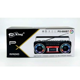 New Px-666Bt Retro Bluetooth Speaker Satchel Radio Tape Player Satchel Rbg Light Card Audio