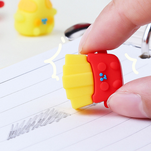 3D Food Shape Eraser for Kids: No-Trace, Less Crumb, Clean Burger and French Fries Creative Toy