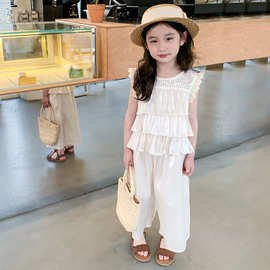 女小童夏装套装洋气2026新款儿童夏季衣服女宝宝背心阔腿裤两件套
