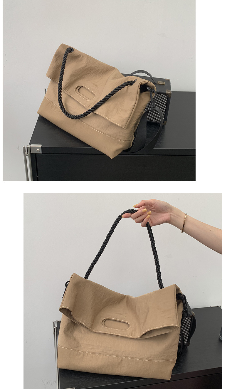 Casual bag women's trendy Oxford fabric large capacity single shoulder large bag wide shoulder strap simple woven tote bag_voghion.com