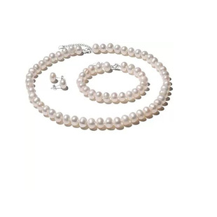 Freshwater Pearl Necklace Bracelet Earrings Set with Real 925 Silver Accessories Pearl Jewelry Manufacturer Wholesale
