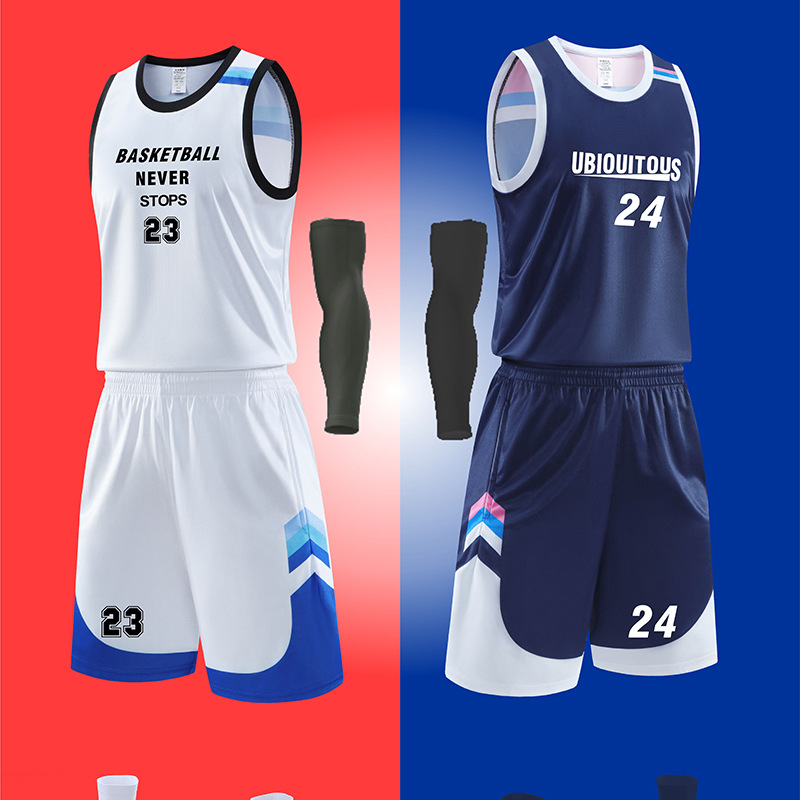 Wholesale American Basketball Uniform Sets for Male and Female Students, Quick-Drying Breathable Vests, Sports Training Clothes, Sports Fashion