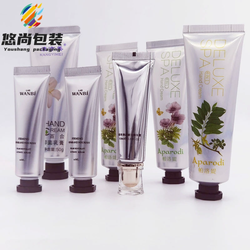 В наличии образец 10 г Серебряный крем для рук трубка крем для рук Косметическая упаковочная трубка алюминиевый пластиковый шланг складной экструзии пустая трубка
