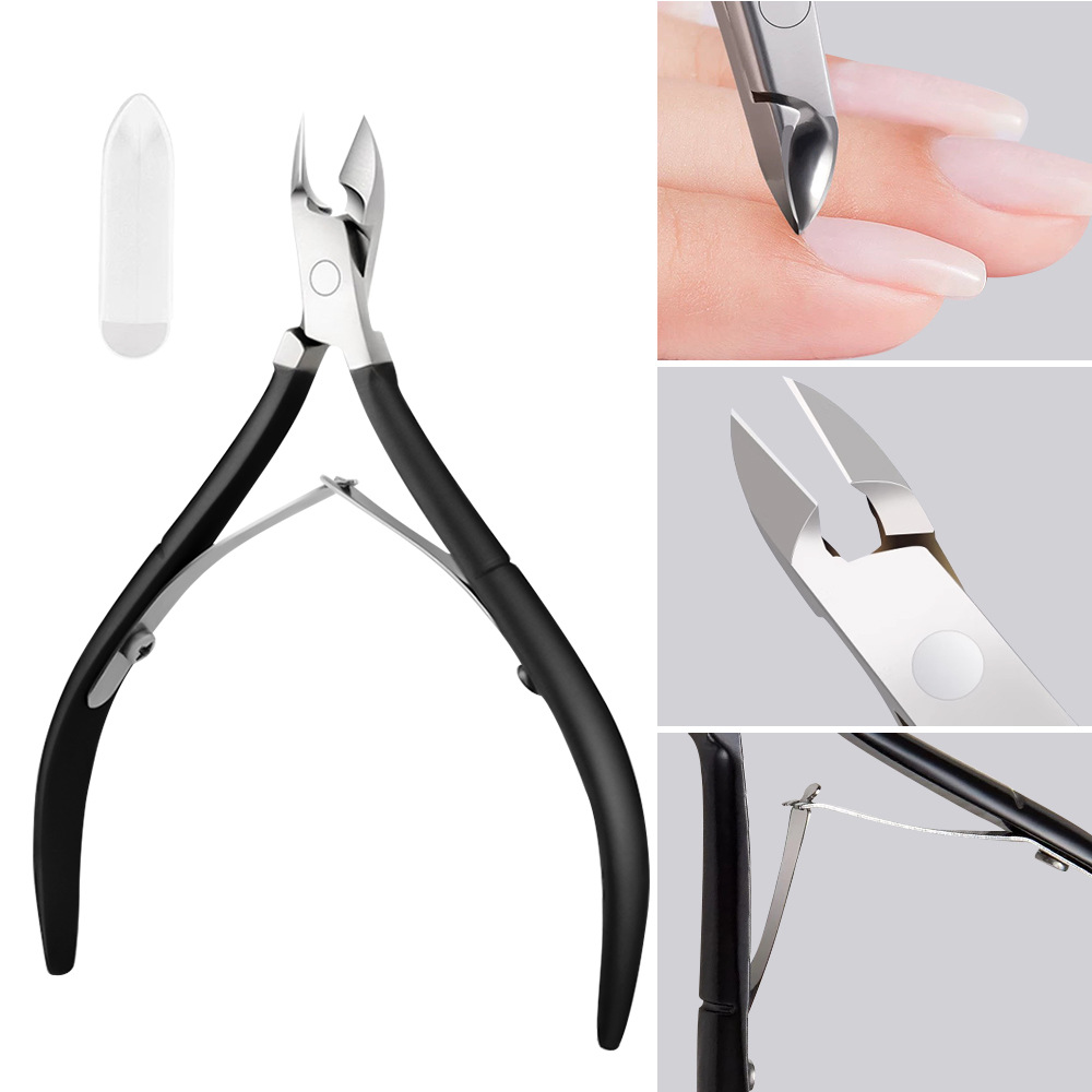 4 tijeras de manicura de piel muerta, borde de manicura para eliminar la piel muerta, tijeras de uñas profesionales de alto nivel para eliminar las uñas de cuerno barbado