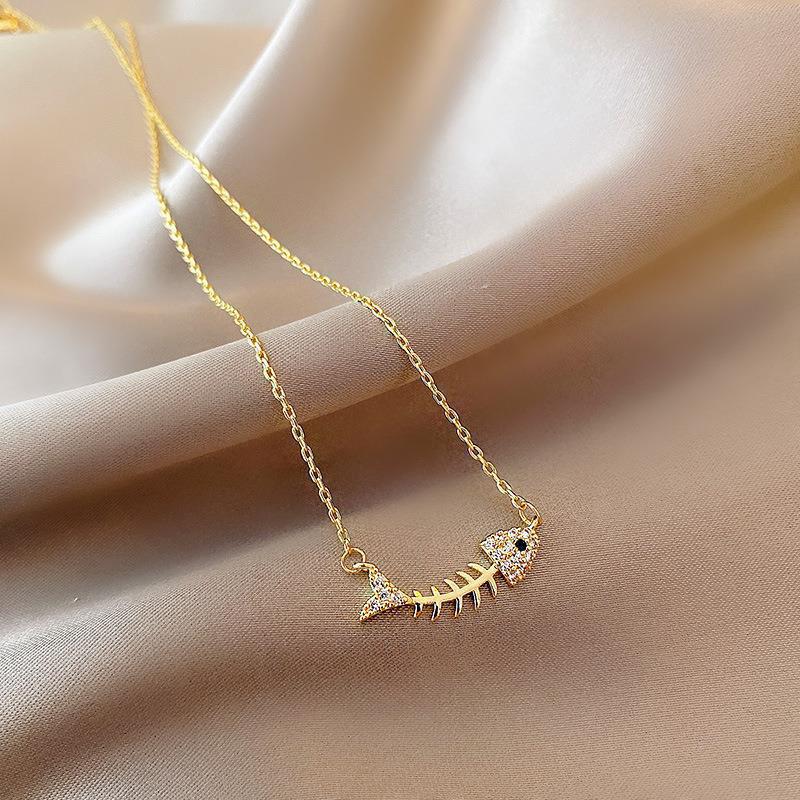 Collana a spina di pesce nuova di moda femminile ins alla moda celebrità di Internet design senso catena a clavicola_voghion.com