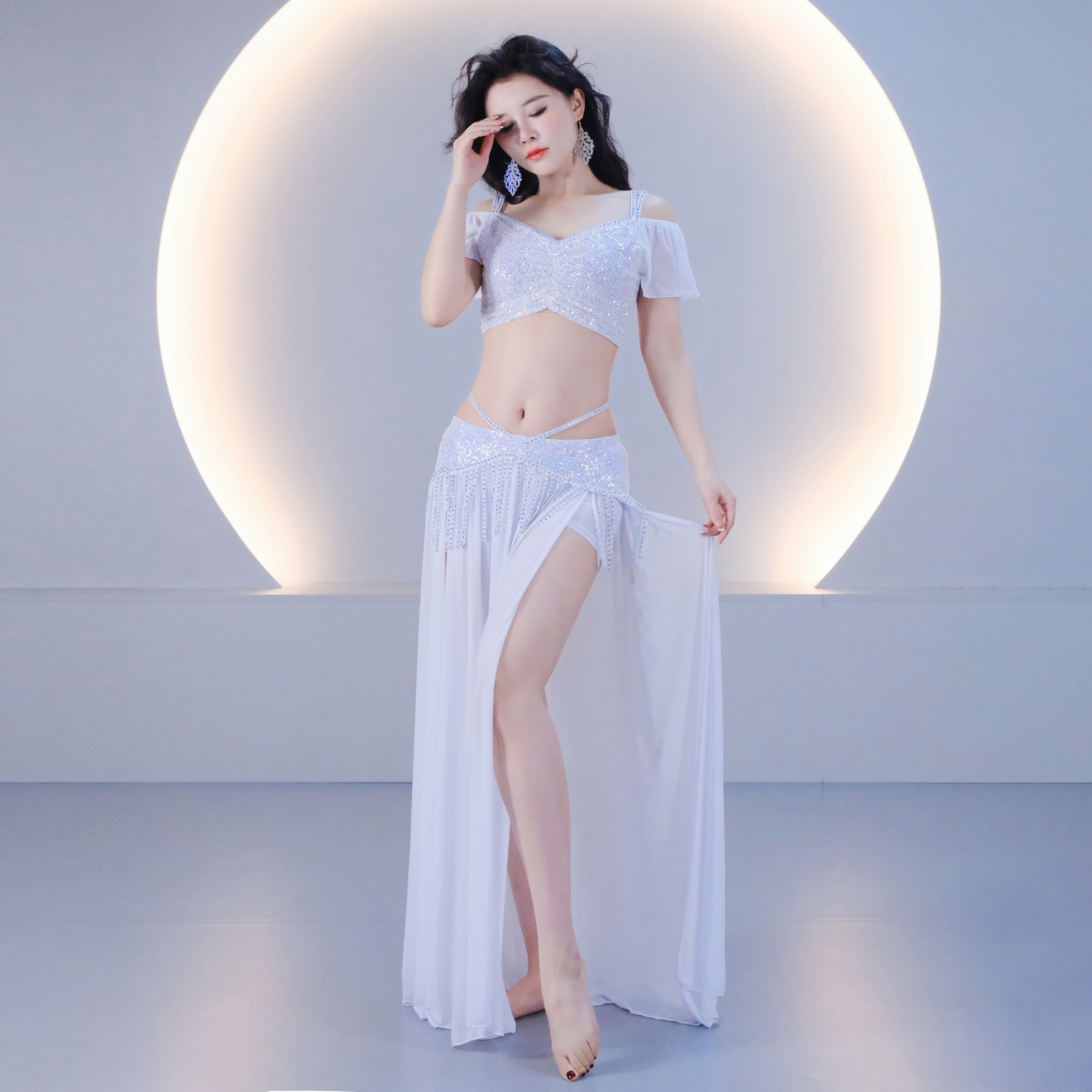 Huan ying white [mi yan/2-piece set] top + skirt, skirt comes with safety pants / M