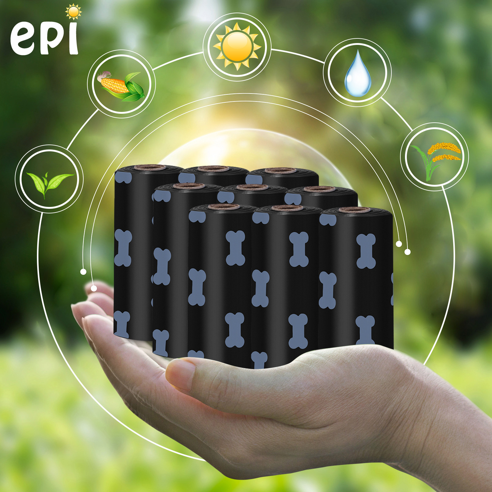 Transfronterizo spot 1.5 seda negra bolsa de basura para mascotas bolsa de heces para perros y gatos degradable bolsa de plástico caja de bolsa de heces
