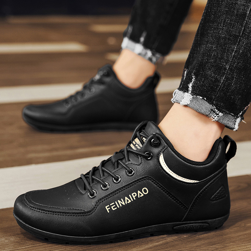 Autumn and Winter New Mid-Top Casual Shoes for Men, Slip-On, Wear-Resistant Jogging Leather Trendy Mens Shoes Autumn and Winter New Mid-Top Casual Shoes for Men, Slip-On, Wear-Resistant Jogging Leather Trendy Mens Shoes