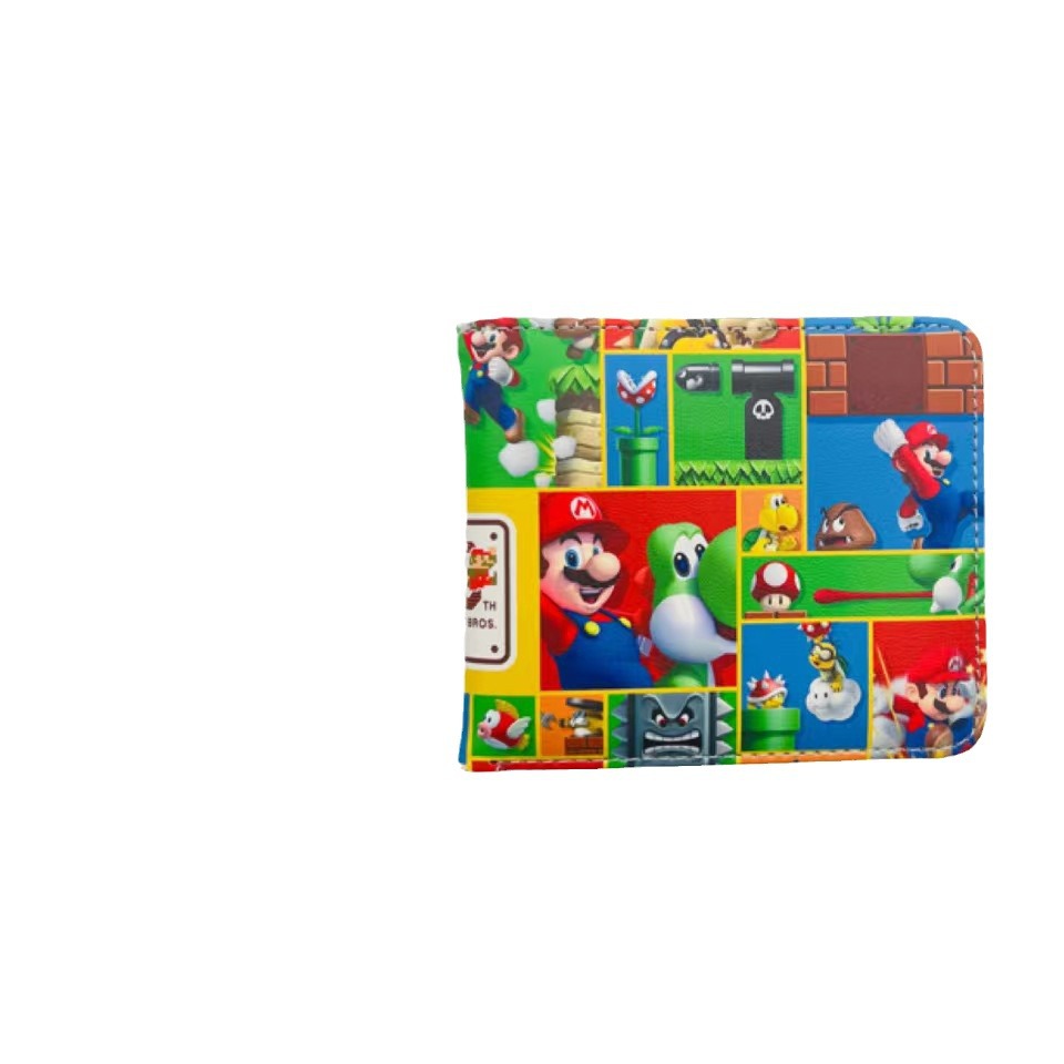 Super Mary bolso de cambio Mario hermano Mario estudiante bolso plegable para hombres y mujeres bolso de tarjetas de monedero PU