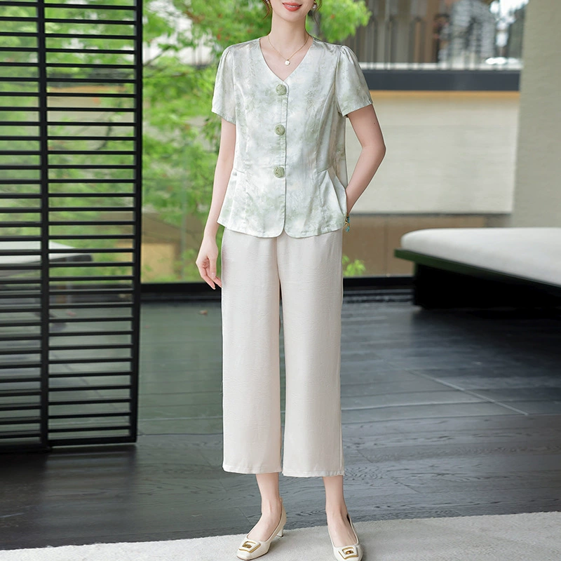 2025 Летний новый костюм мамы с короткими рукавами