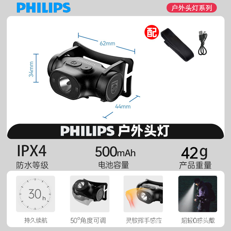 Transfronterizo Philips SFL1851 luz inteligente inducción al aire libre caminata camping pescar patrulla luz de cabeza