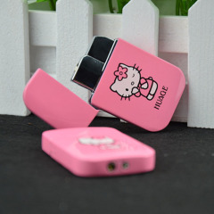 Pink Cute Cartoon KT Cat Lighter Metal Windproof Red Hot Ultra-Slim Electronic Inflate Women's Exclusive Lighter