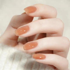 Mid-length European-style orange crystal jelly nail summer new product, white-display fake nail, European and American INS-style nail set
