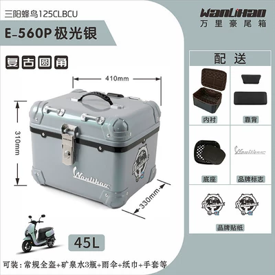 electric vehicle rear trunk — Motorcycle trunk - rounded-corner-hummingbird-aurora-silver-560pliningbackrest