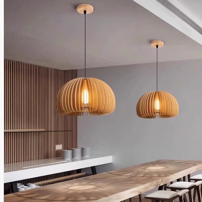 Lámpara del restaurante madera sólida nórdica silenciosa lámpara del dormitorio estilo japonés dormitorio residencial sala de té bar de restauración lámpara roja en línea