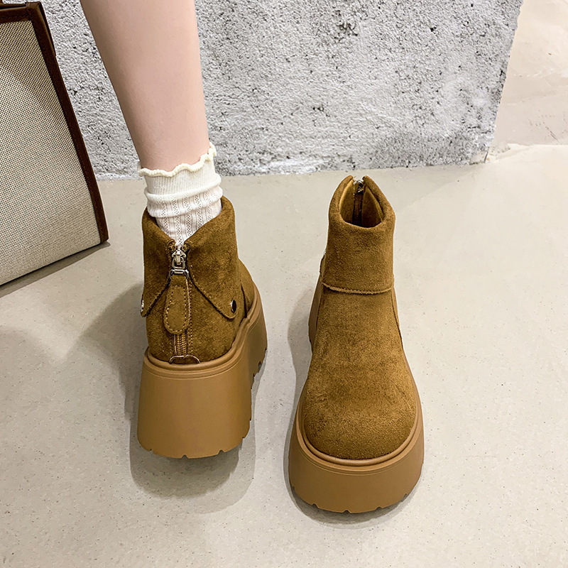时尚百搭舒适增高翻折厚底短筒靴女2025秋冬季新款外穿马丁靴短靴|undefined